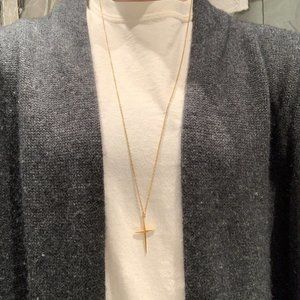 TOM BINNS LONG GOLD CROSS NECKLACE